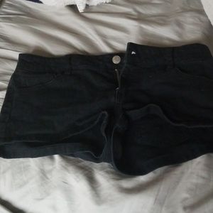 Black denim shorts